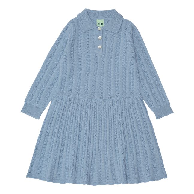 Vestido Pointelle Lana Merino | Azul Cielo
