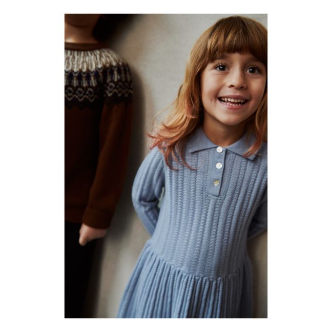 Vestido Pointelle Lana Merino | Azul Cielo