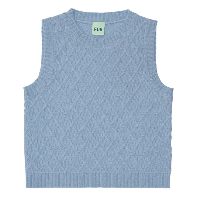 Maglione senza maniche in lana d'agnello | Azzurro