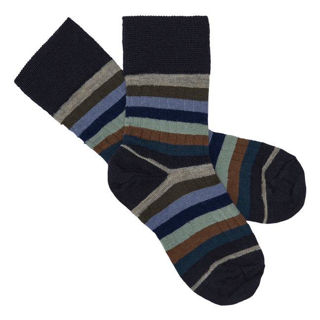 Lot 2 Chaussettes Rayures Classic Laine | Blu marino