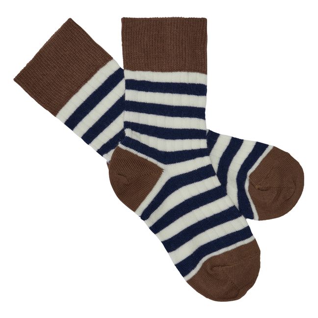 2er-Pack Socken mit Streifen aus klassischer Wolle | Blau