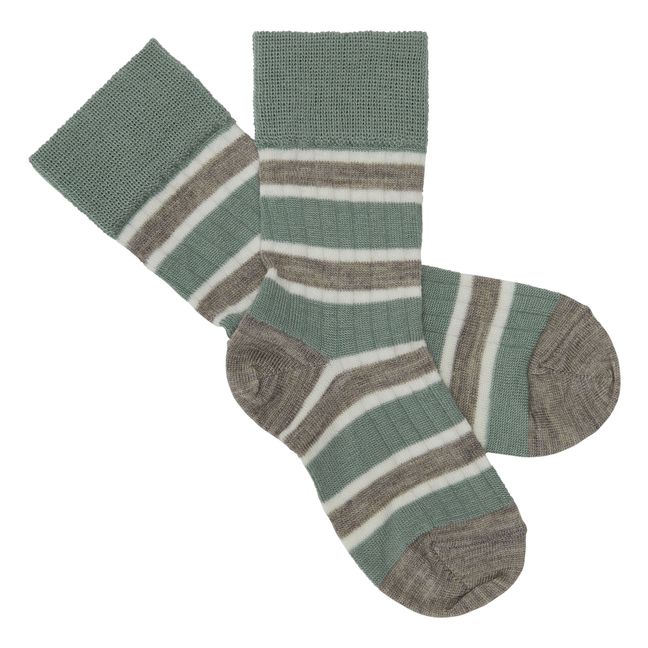 Set of 2 Striped Wool Socks | Beige
