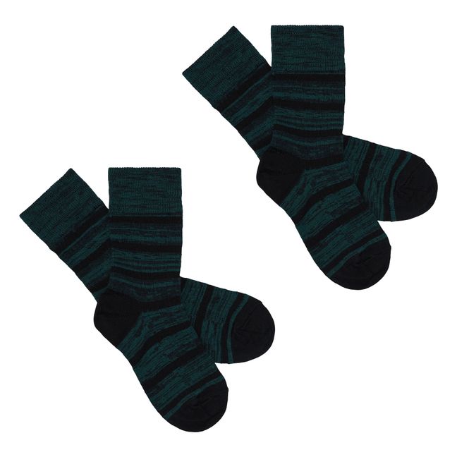 2er-Pack Socken Melange Streifen | Schwarz