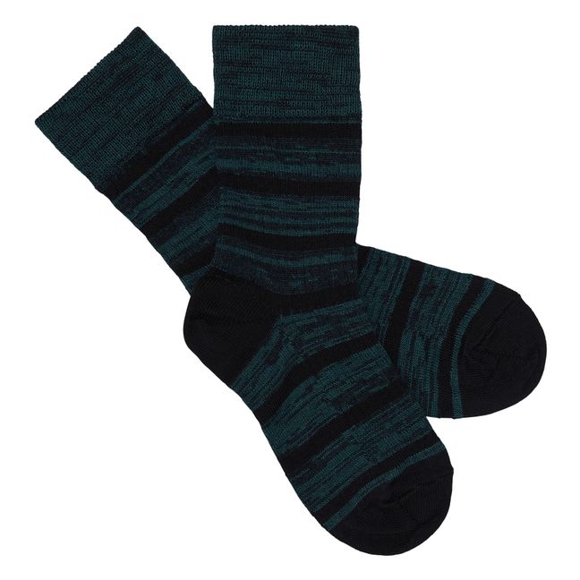 2er-Pack Socken Melange Streifen | Schwarz