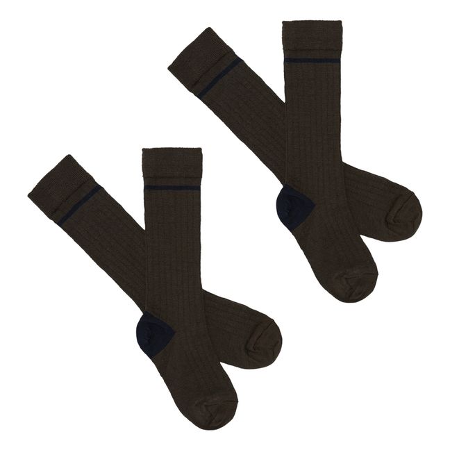 Set of 2 High Socks | Chocolate