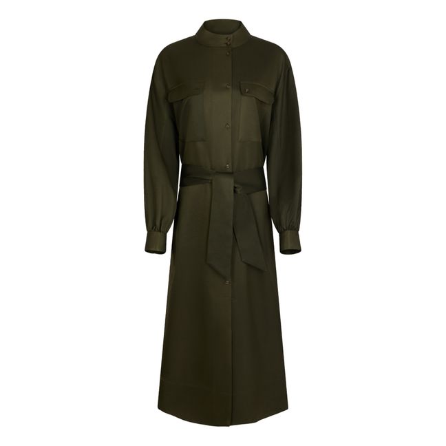 Robe Veda Laine et Soie | Verde militare