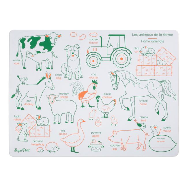 Set de table à colorier avec 1 feutre Animaux de la Ferme - FR/EN