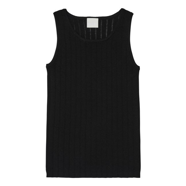 Camiseta de tirantes de lana merina - Colección Mujer | Negro