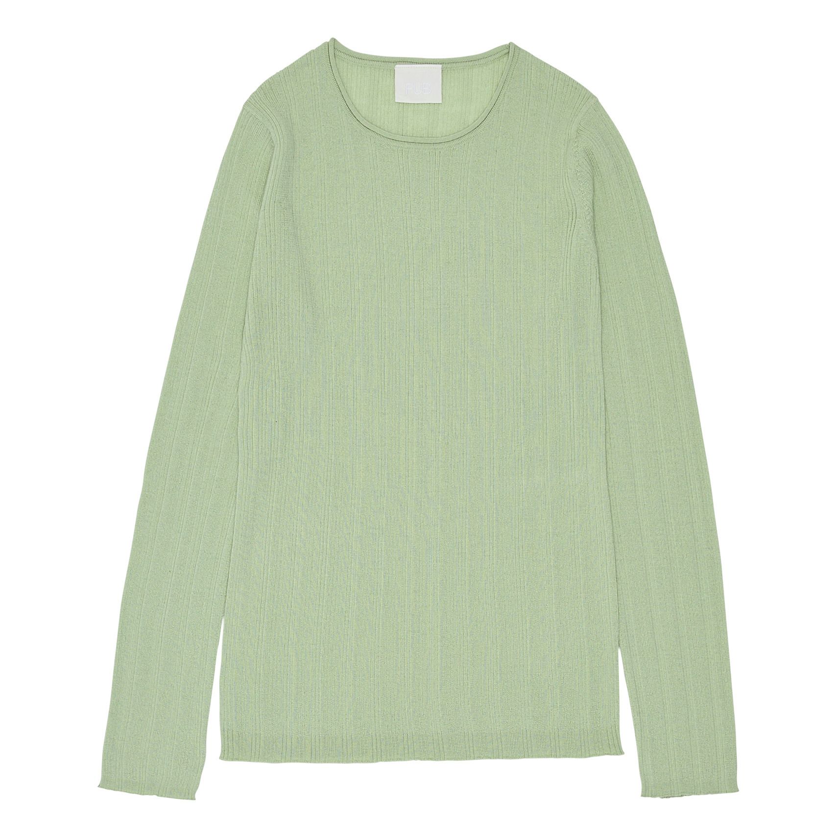 FUB Rib Pullover Feinstrick Merino Wolle - Damenkollektion | Mandelgrün
