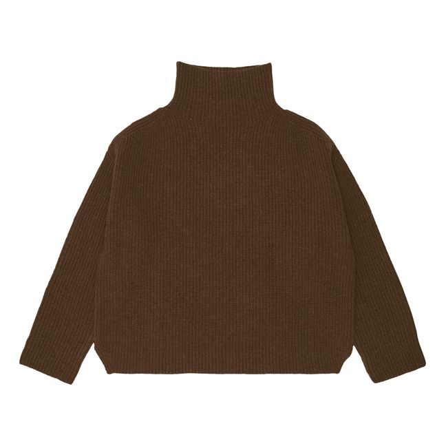 Jersey de lana de cordero Rib - Colección Mujer | Marrón