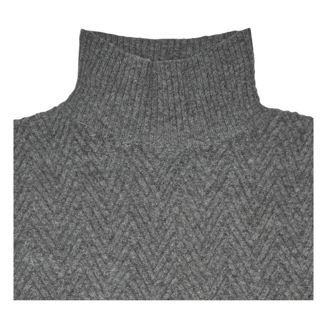 Strukturierter Pullover aus Lammwolle - Damenkollektion | Grau