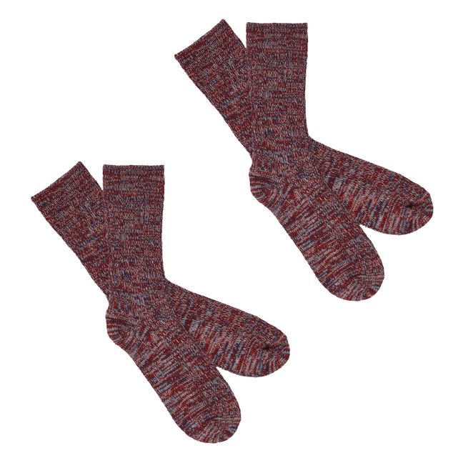 2er-Pack Socken gemischte Wolle - Damenkollektion  | Rot
