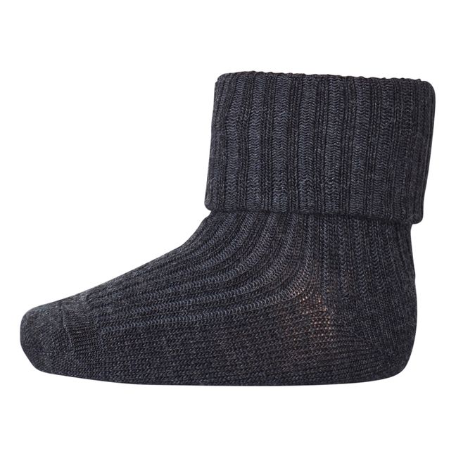 Chaussettes Rib en laine | Gris Oscuro