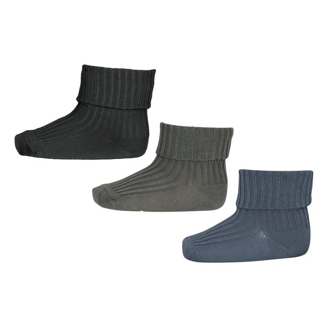 Set de 3 paires de chaussettes Rib en laine | Gris foncé
