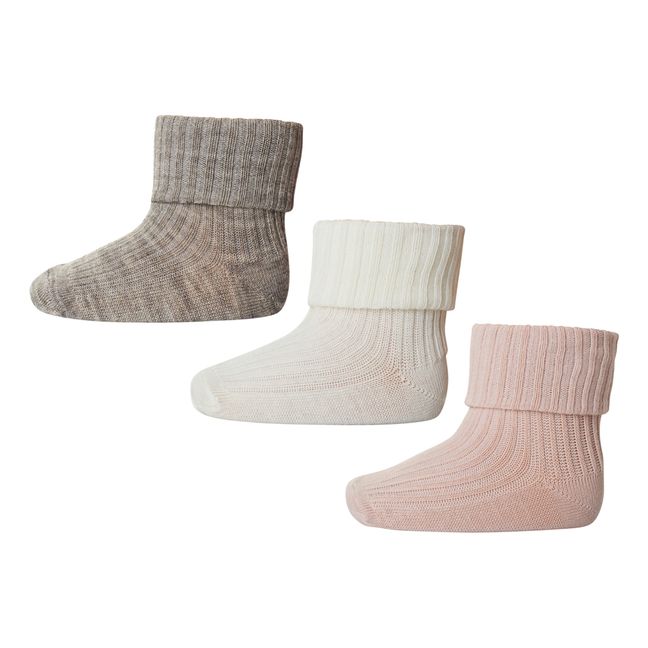 Set de 3 paires de chaussettes Rib en laine | Brown