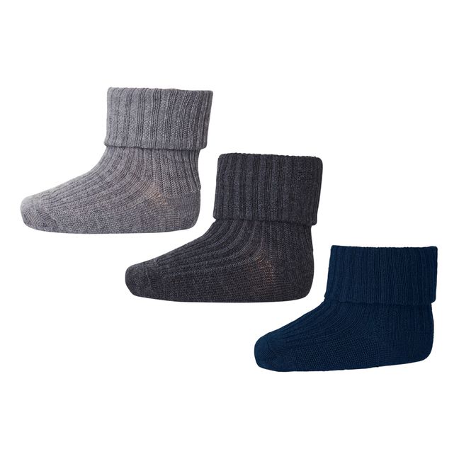 Set de 3 paires de chaussettes Rib en laine | Grau