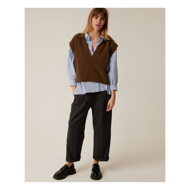 Pull Sans Manches Col Polo Uxue | Marron
