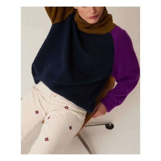 Wesson Colorblock Roll Neck Sweater | Azul Marino