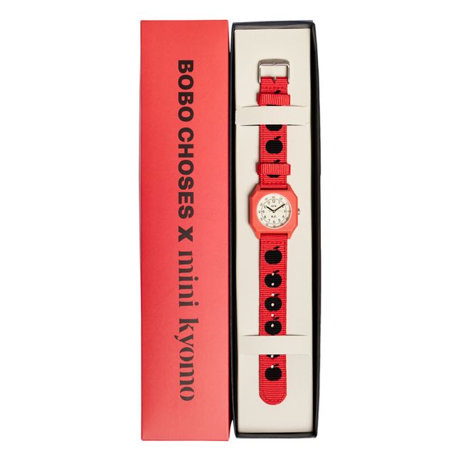 Colaboración Bobo Choses x Mini Kyomo - Reloj de nailon reciclado Manzana | Rojo