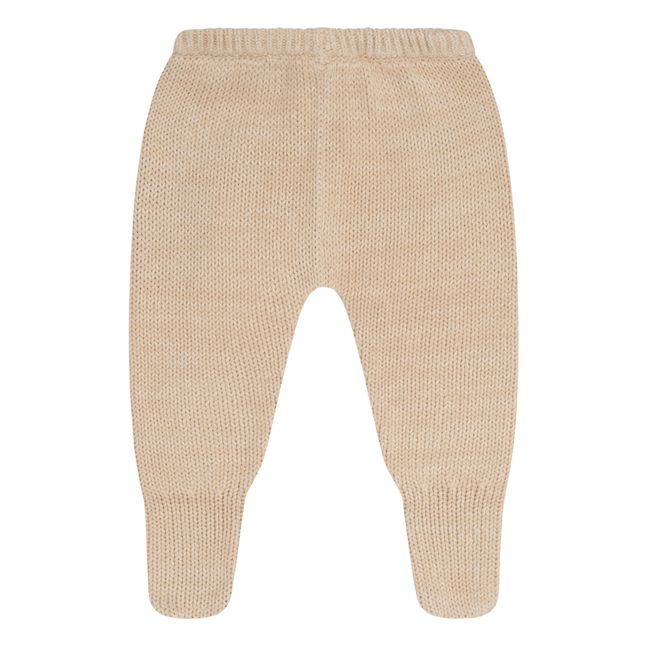 Leggings de punto de algodón orgánico con pies Poet | Beige