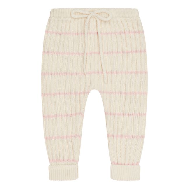 Joey Organic Cotton Striped Knit Leggings | Ecru