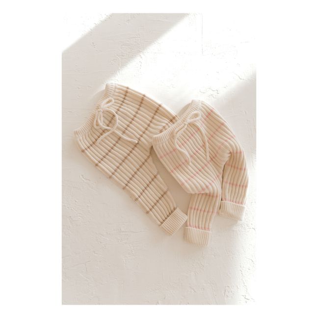 Joey Organic Cotton Striped Knit Leggings | Ecru