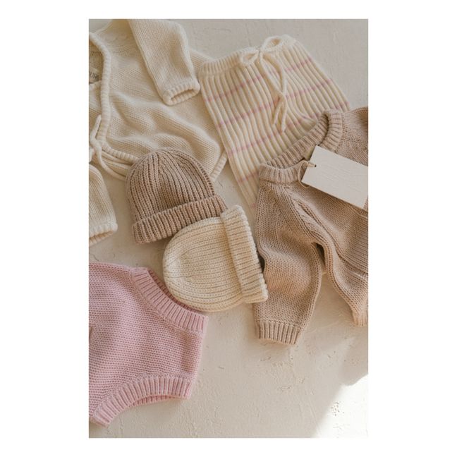 Bonnet Tricot Coton Bio Alba | Beige