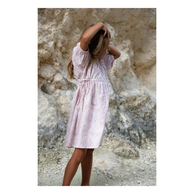 Kleid aus Baumwollpopeline mit Blumenmuster Florence | Blassrosa