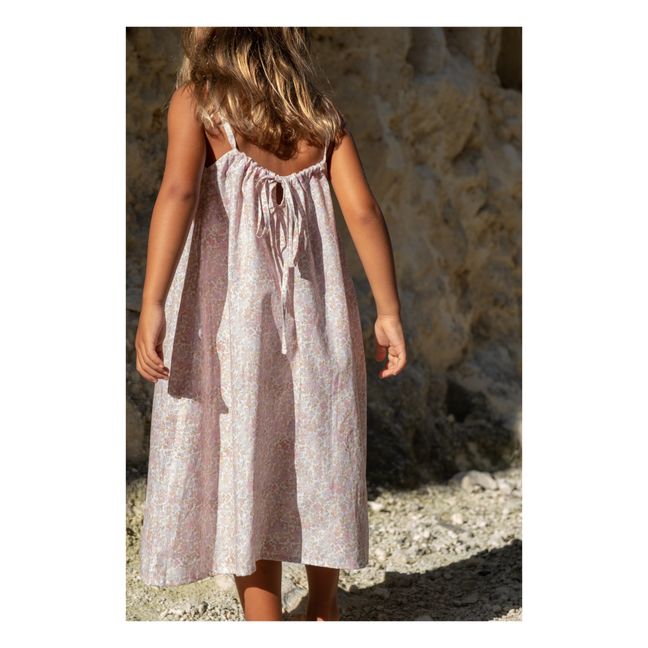 Robe Popeline de Coton Fleurie Field | Rose pâle