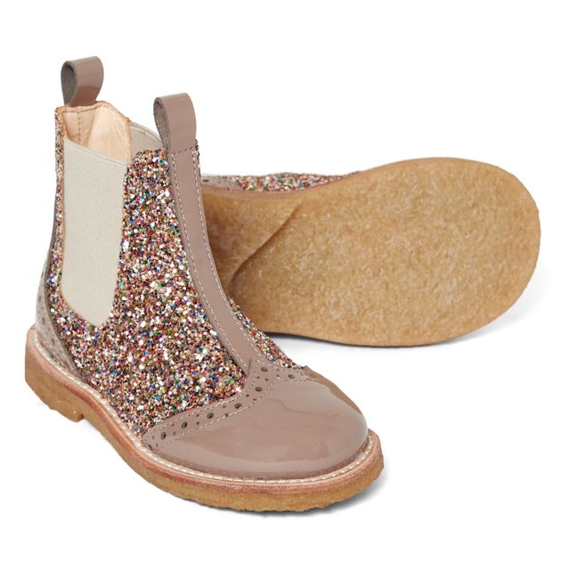Classic Glitter Chelsea Boots | Beige