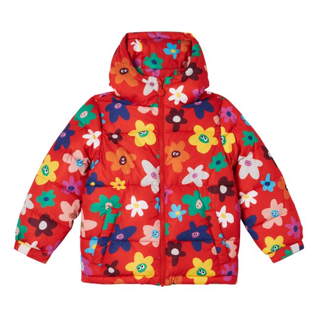 Daunenjacke Blumen | Rot