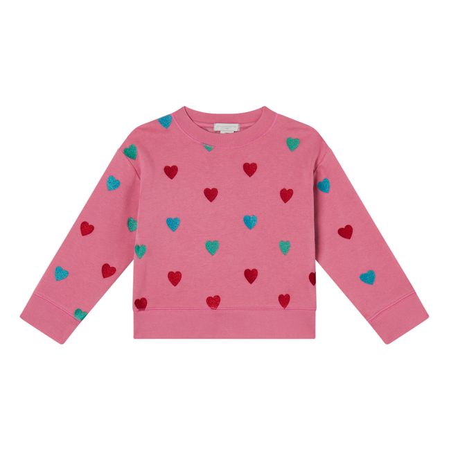 Sweatshirt Pailletten-Herzen | Rosa