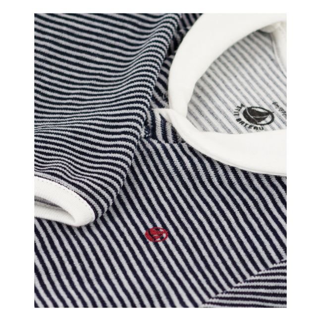 Pyjama aus Samt mit Vareuse-Kragen | Navy