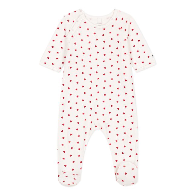 Pijama de terciopelo Corazones | Blanco