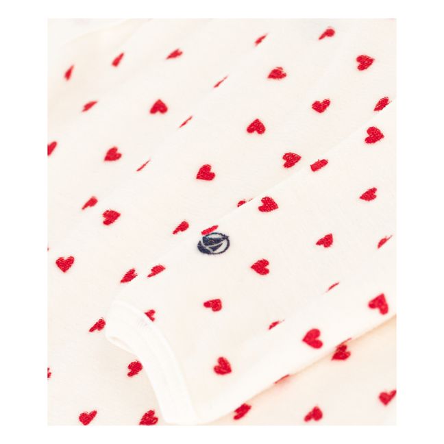 Pijama de terciopelo Corazones | Blanco