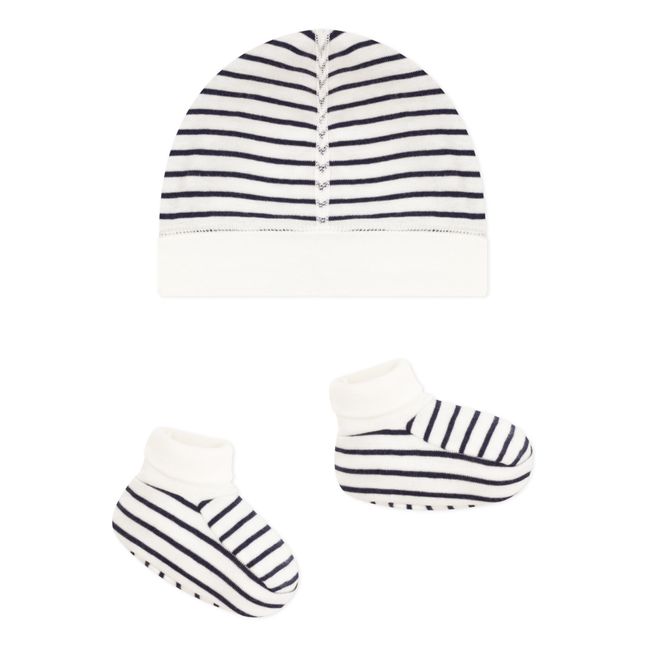Mütze + HBabyschuhe Matrosenshirt | Navy