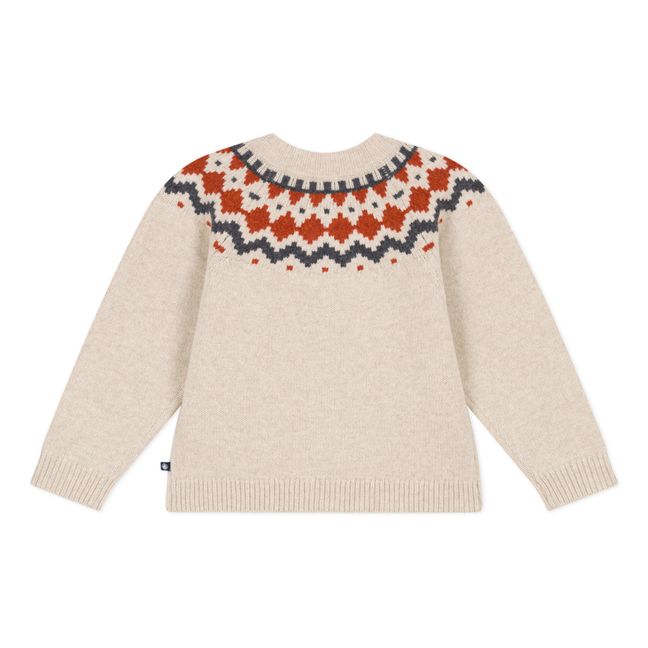 Cardigan Jacquard en Laine | Beige