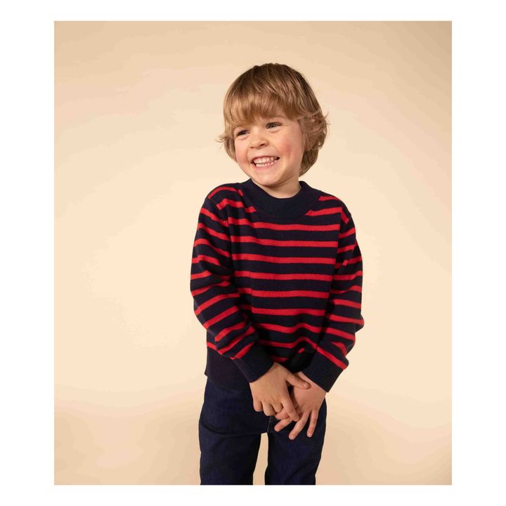 Gestreifter Pullover aus Wolle | Rot- Produktbild Nr. 1