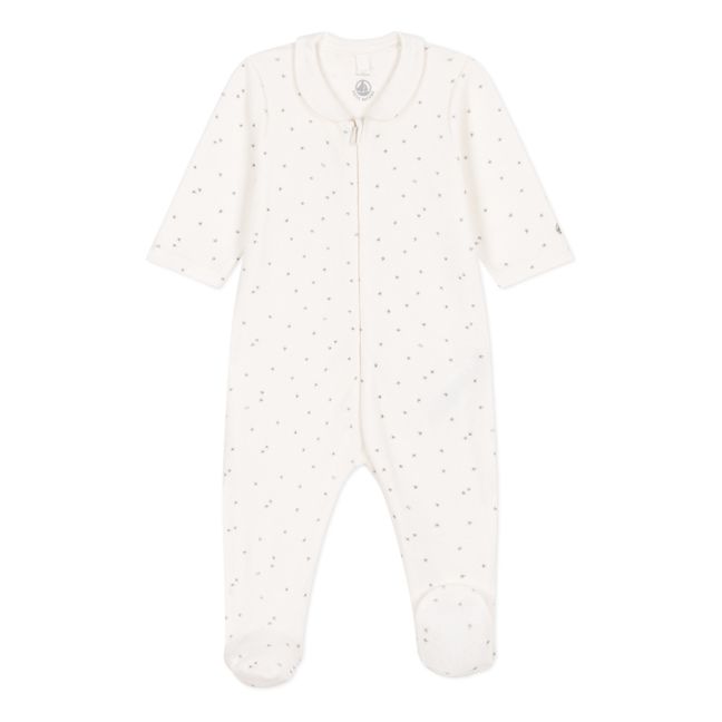 Pyjama aus Velours Sterne | Weiß