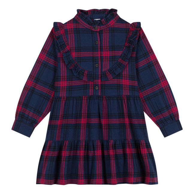 Flannel Check Dress | Navy blue