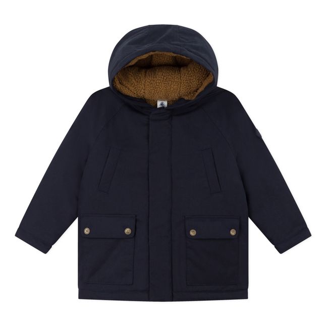 Parka Mi-Longue en Toile de Coton | Azul Marino