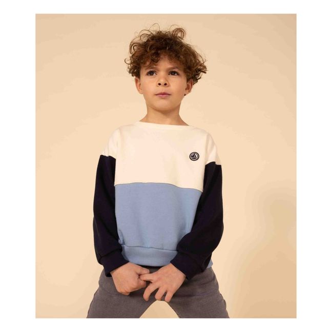 Felpa in pile tricolore | Blu