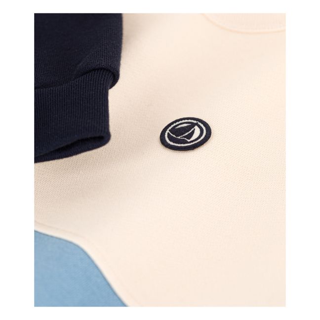 Felpa in pile tricolore | Blu