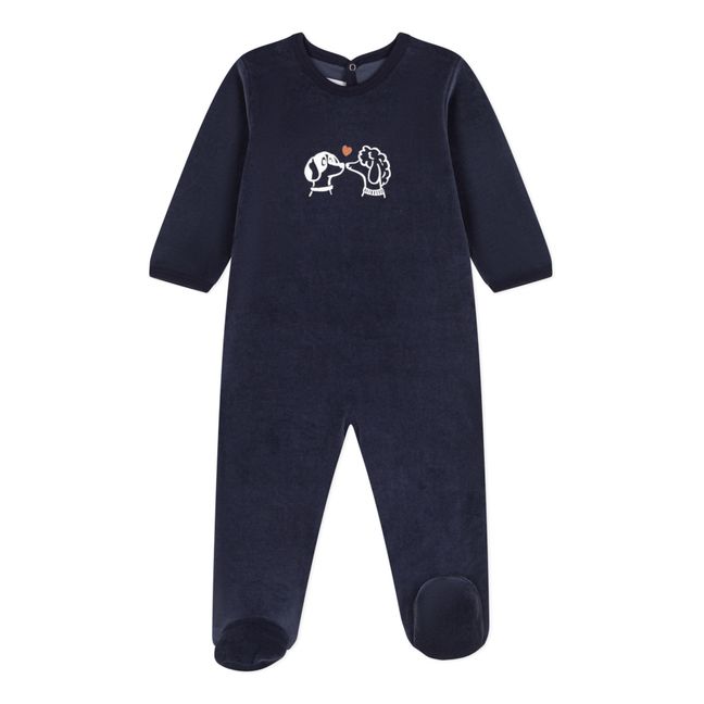 Pijama de terciopelo Perros | Azul Marino