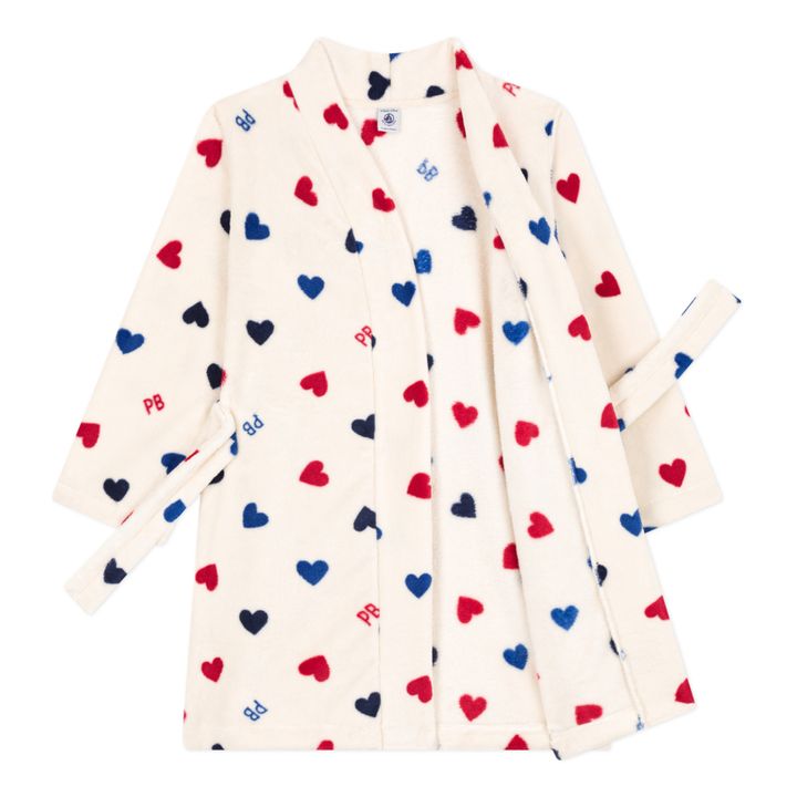 Petit Bateau - Polar Fleece Robe Hearts - Ecru | Smallable