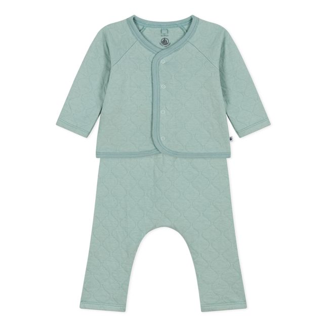 Quilted Cardigan + Pants | Blue