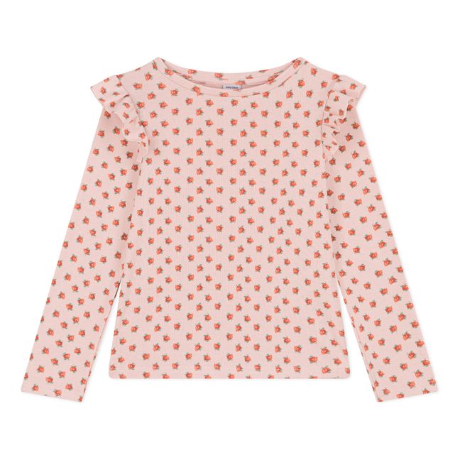 Rüschen-Top mit Blumenmuster | Rosa