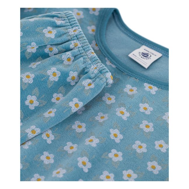 Pyjama en Velours Fleuri | Blue