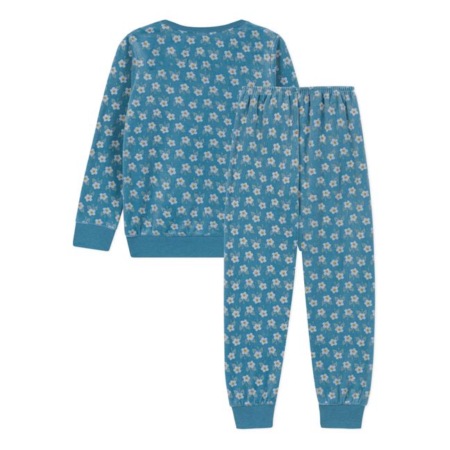 Pyjama aus geblümtem Samt | Blau