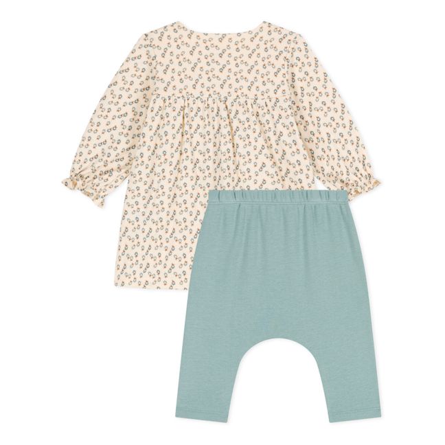 Floral Dress + Legging | Ecru